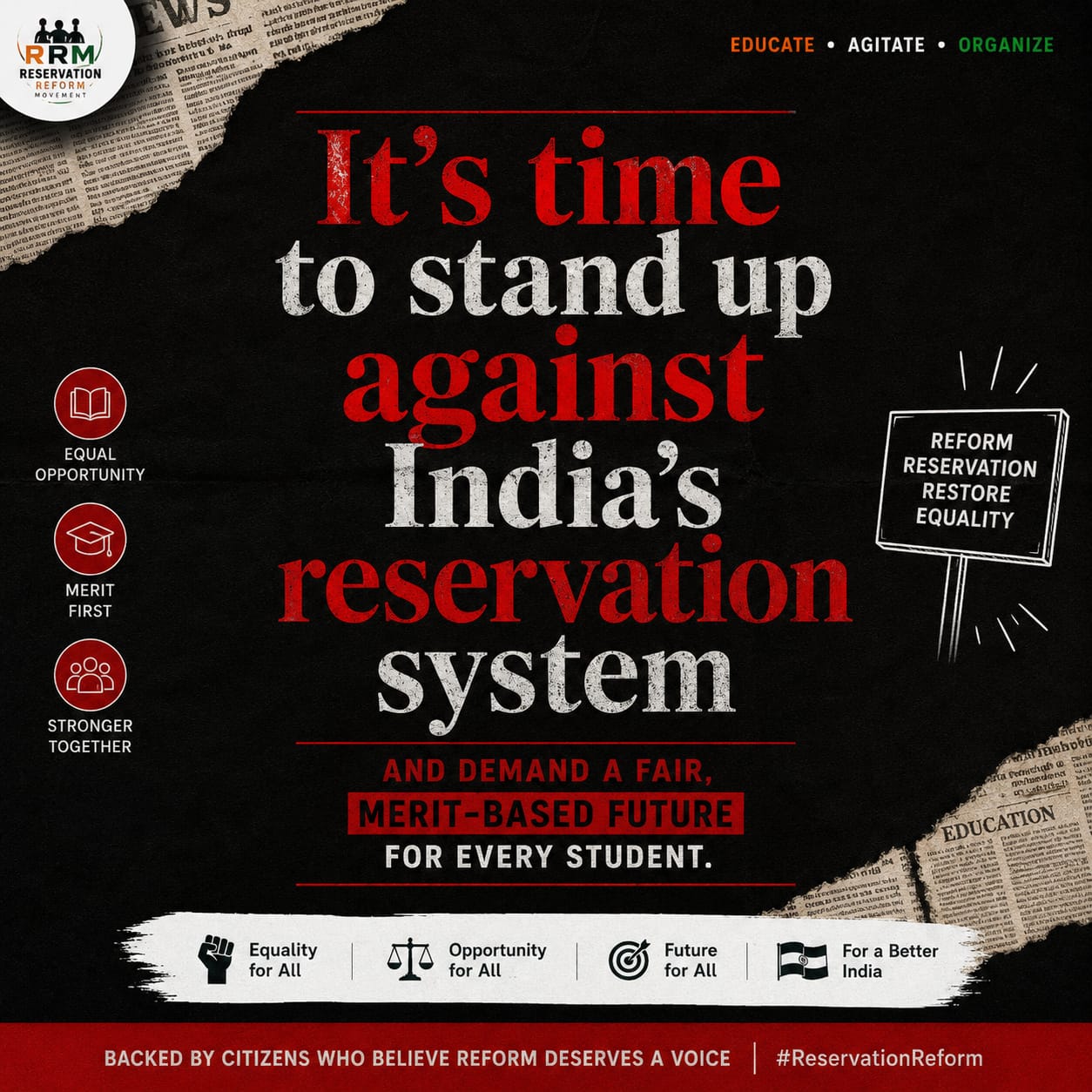 Campaign poster for reservation reform